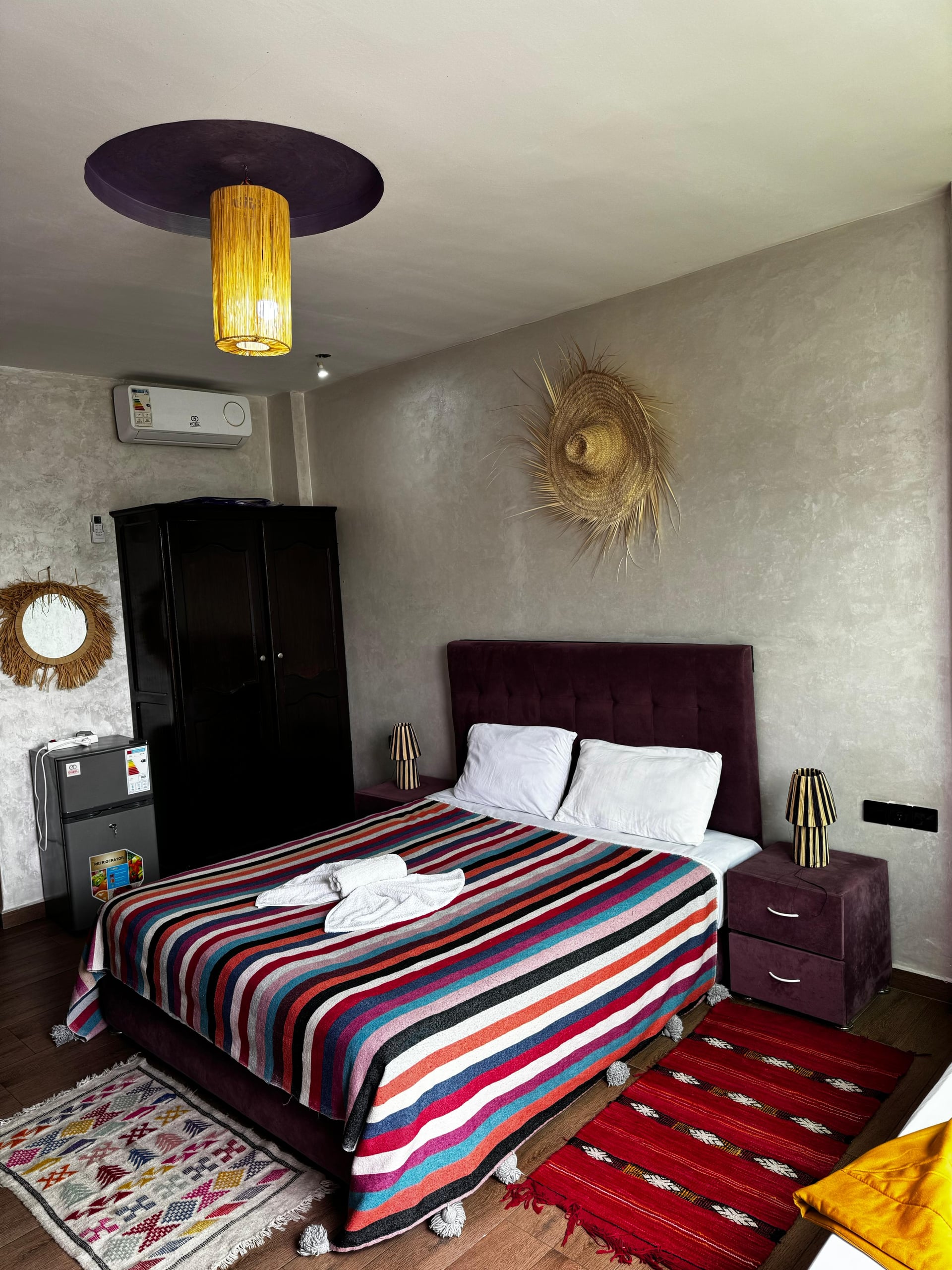 Nomad Spirit Hotel double room with handwoven Moroccan bedspread