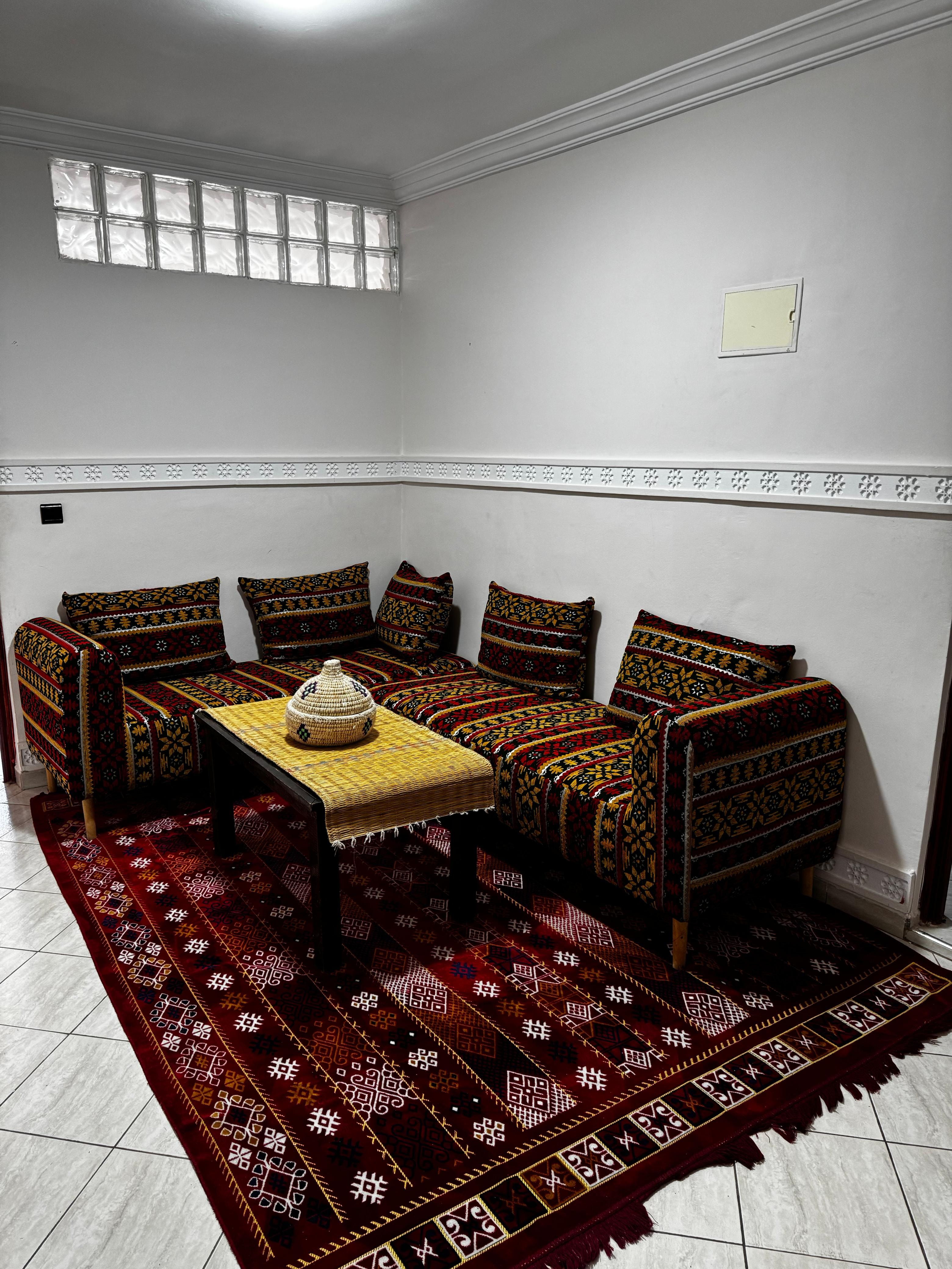 Traditional Moroccan salon at Tamraght Horizon Hotel